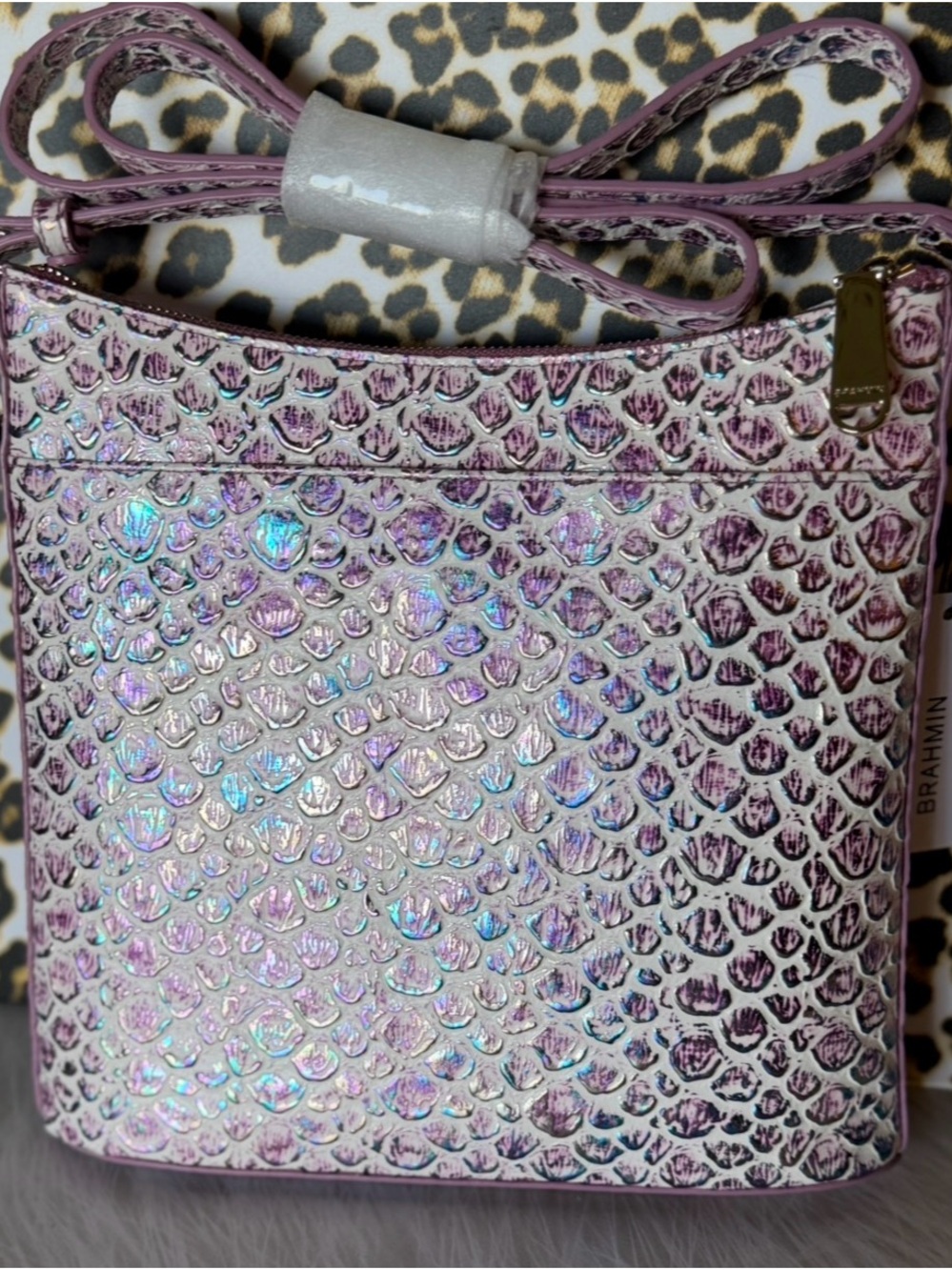 HARDTOFIND Brahmin Katie Floralite Crossbody Purple Iridescent Glow Tassel NWT - Picture 3 of 14